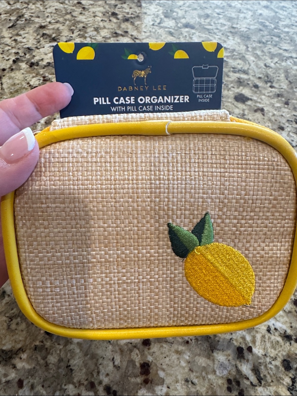 Yellow Lemon Pill Case Organizer Travel Pouch
